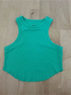 Ribbed Tank Crop Top - Green